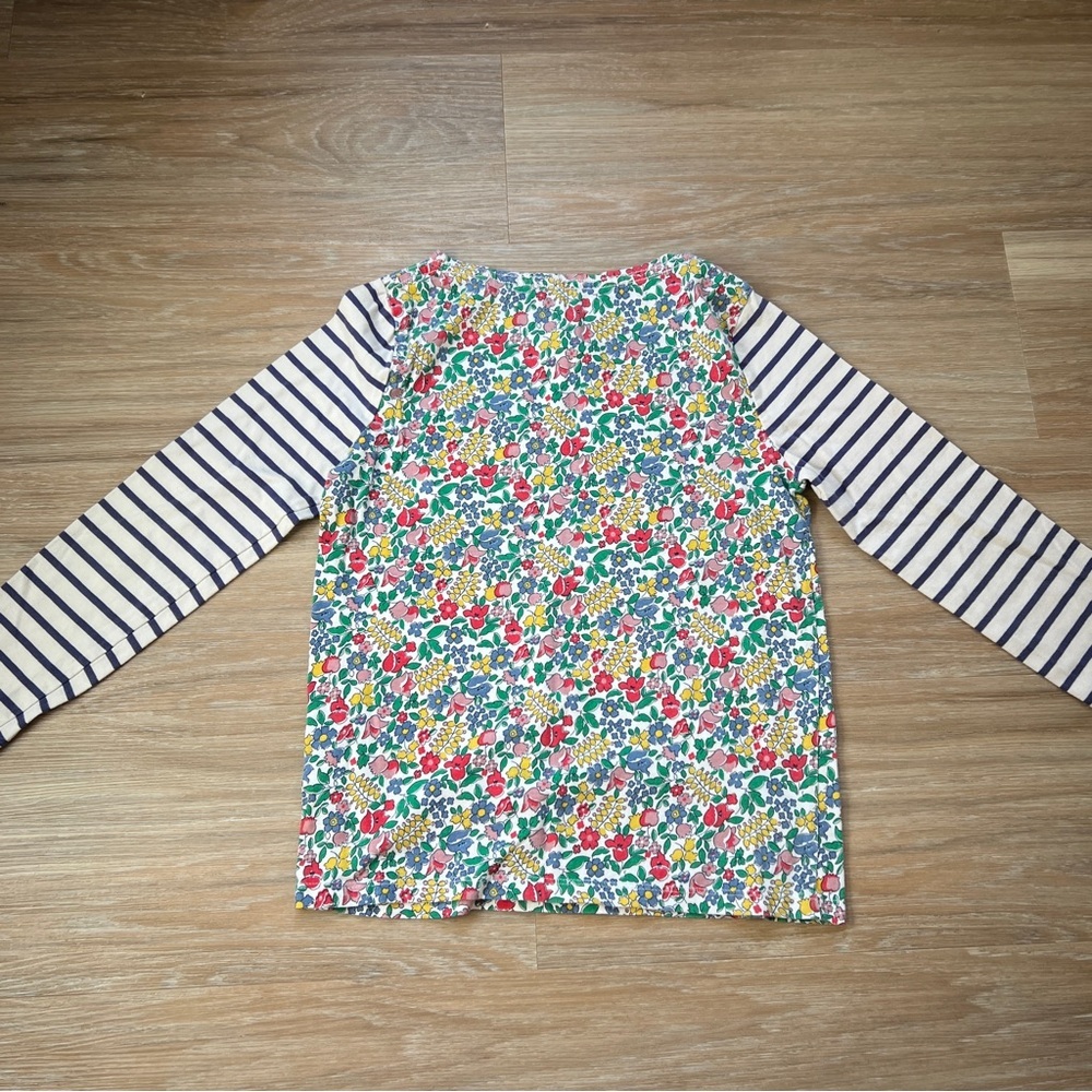 Mini Boden Floral Stripe Long Sleeve Top Girls 9-10Y cotton top - Picture 2 of 6